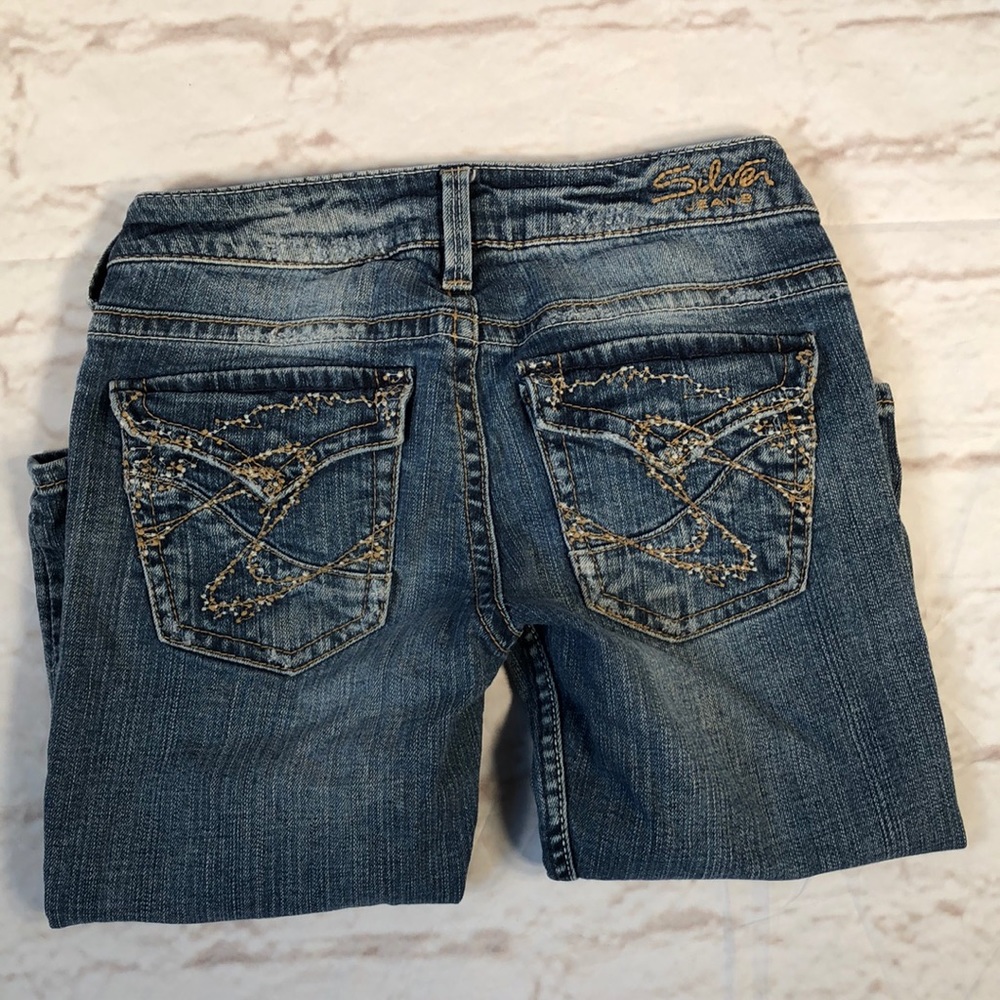 Silver Jeans Capri Crop pants jeans Size 25 stretch med dark wash